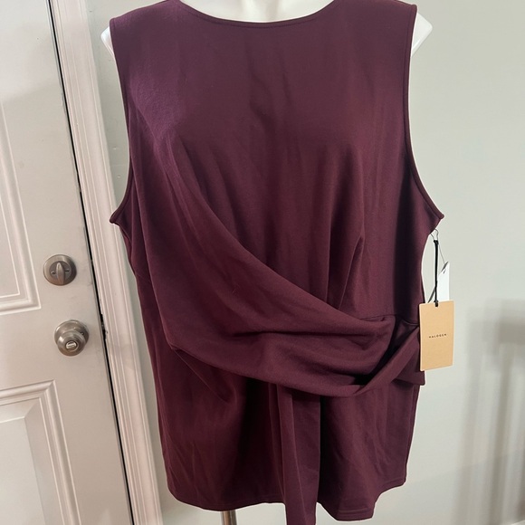 Halogen burgundy Asymmetrical Wrap Tank Top - Picture 2 of 5